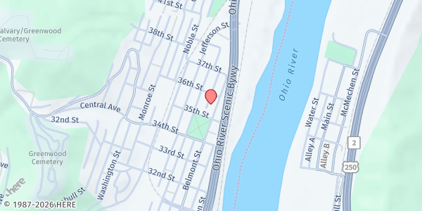 Map showing Bellaire Christian Church at 3565 Belmont St, Bellaire, OH