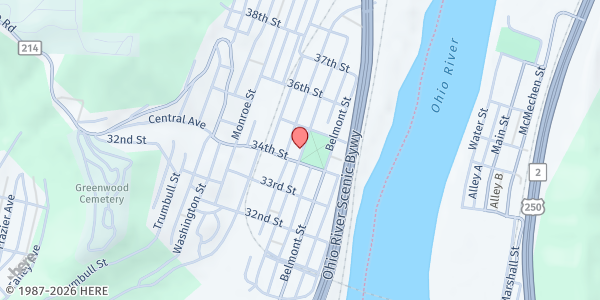 Map showing Bellaire First Methodist Church at Bellaire, Bellaire, OH