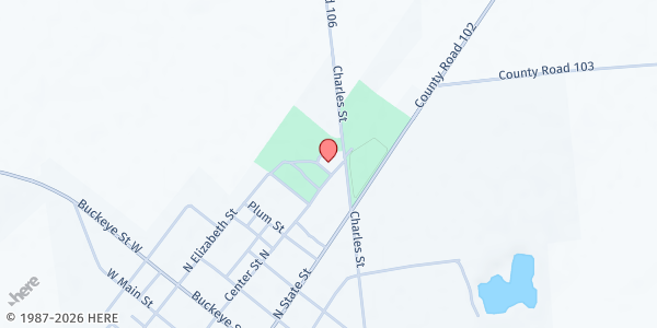 Map showing Richland Township Park at 615 N. Center St., Belle Center, OH