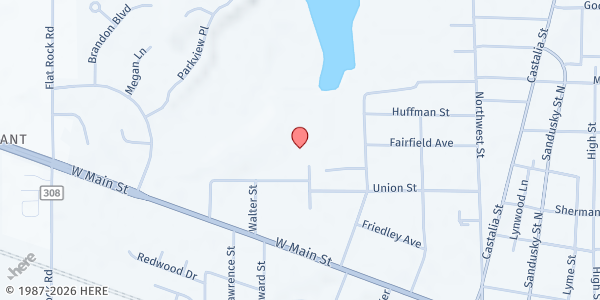 Map showing Bellevue Fish & Loaves at 203 Maple St, Bellevue, OH