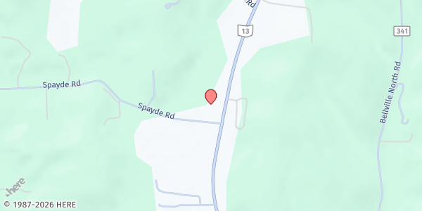 Map showing Bellville First Baptist Church at 4534 State Route 13, Bellville, OH