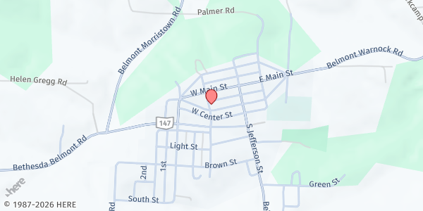 Map showing Belmont United Methodist Church at 129 W Market St, Belmont, OH
