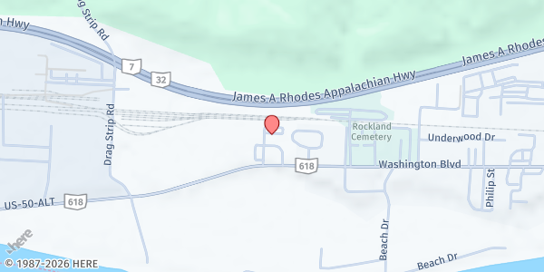 Map showing Belpre Church of Christ at 2932 Washington Boulevard, Belpre, OH