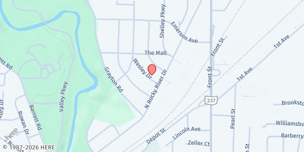 Map showing People's Community Church at 628 Wesley Dr, Berea, OH