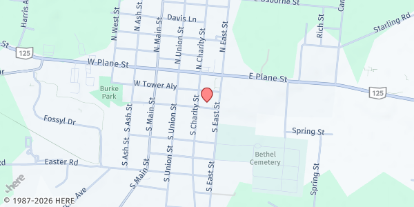 Map showing Bethel Church of the Nazarene at 50 East Water Street, Bethel, OH