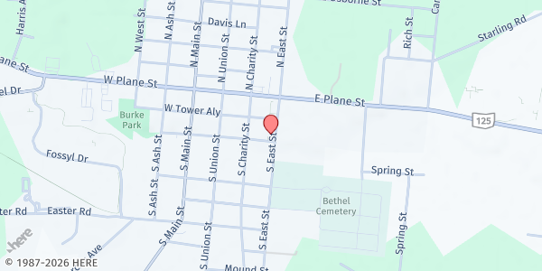 Map showing Bethel Church of the Nazarene at 50 E Water St, Bethel, OH