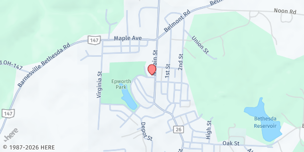 Map showing Project Manna-Epworth Center Pantry at 301 North Main St., Bethesda, OH