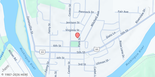 Map showing Beverly Waterford Food Pantry at 307 7th Street, Beverly, OH