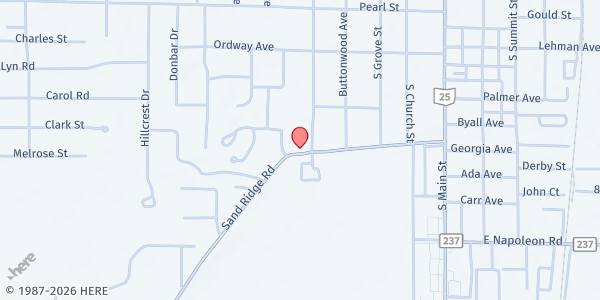 Map showing Brown Bag Food Project at 530 Sand Ridge Road, BOWLING GREEN, OH