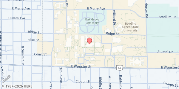 Map showing Falcon Food Pantry at Bowling Green State University at Bowling Green State University, Bowling Green, OH