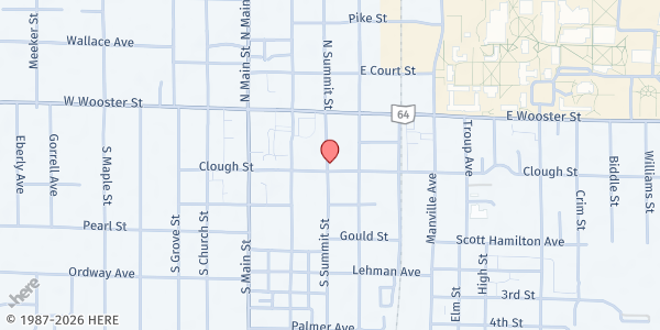 Map showing St. Vincent De Paul-St. Aloysius Church at 150 South Enterprise St., BOWLING GREEN, OH