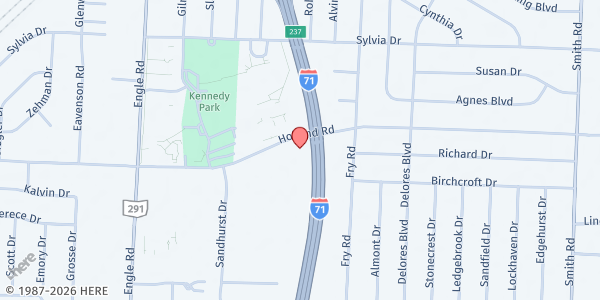 Map showing Brook Park Community Church - Food Distribution Center at 16845 Holland Rd, Brook Park, OH