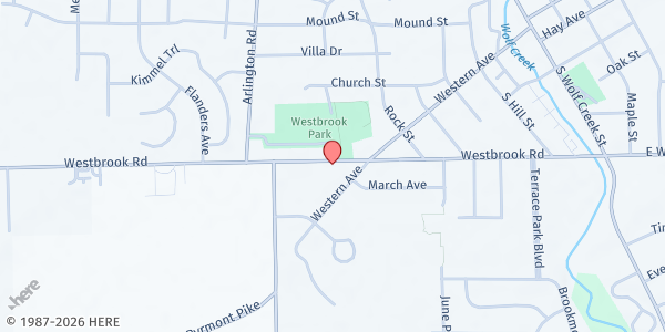 Map showing Brookville Grace Brethren Church at 665 Westbrook Rd., Brookville, OH