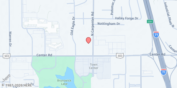 Map showing St. Mark Lutheran Church at 1330 N. Carpenter Rd., Brunswick, OH