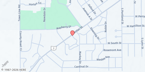 Map showing Wesley U.M.C. Mission Council at 903 Center Street, BRYAN, OH