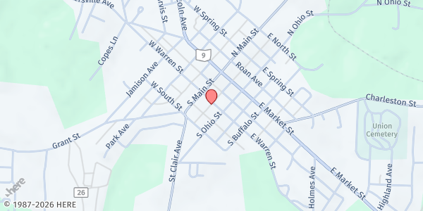 Map showing Cadiz Food Pantry at 142 East Warren Street, Cadiz, OH