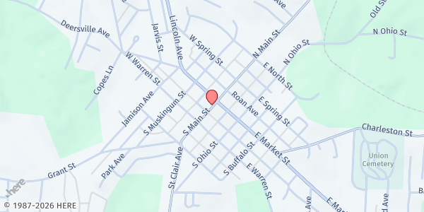 Map showing Harcatus Food Pantry at 122 S Main St., Cadiz, OH