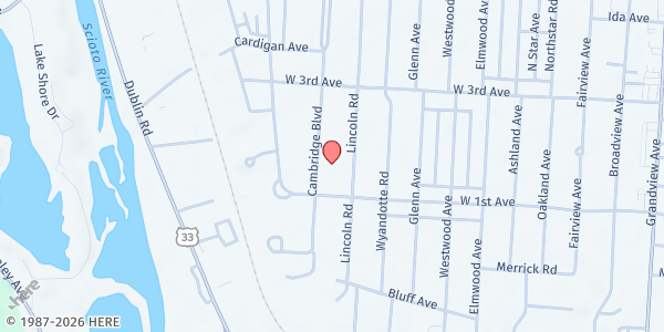 Map showing Heart to Heart Food Pantry at 1320 Cambridge Boulevard, Cambridge Place, OH