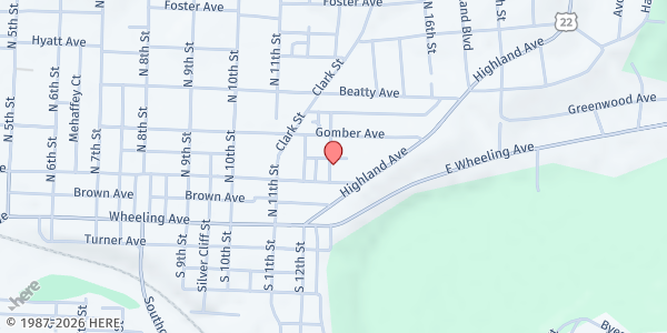 Map showing Feed My People at 1101 STEUBENVILLE AVE, CAMBRIDGE, OH