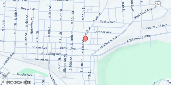 Map showing Grace Pantry/Feed My People at 1101 Steubenville Avenue, Cambridge, OH