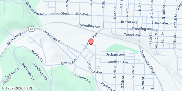 Map showing Salvation Army Cambridge at 221 Dewey Avenue, Cambridge, OH