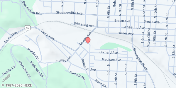 Map showing Salvation Army - Cambridge at 221 Dewey Ave., Cambridge, OH