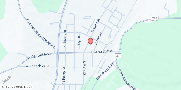 Map showing Camden FISH Food Pantry at 56 N Main St, Camden, OH