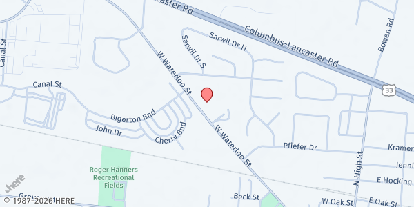 Map showing Canal Winchester Community Food Pantry at 360 W. Waterloo, Canal Winchester, OH