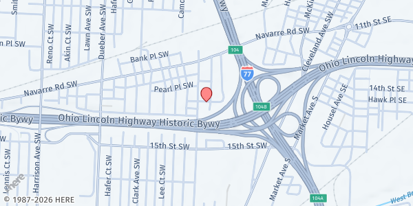 Map showing Abundant Harvest Deliverance Ministry at 1368 Henry Ave SW, Canton, OH