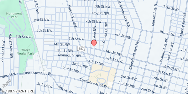 Map showing Canton For All People at 603 Shorb Ave NW, Canton, OH