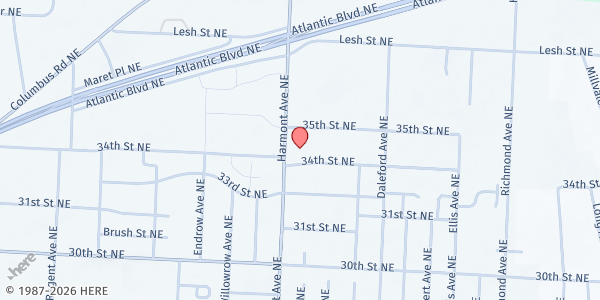 Map showing Canton Fresh Market - Crossroads UMC at 3412 Harmont Ave NE, Canton, OH