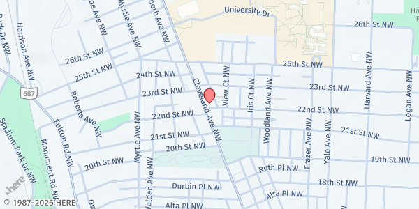 Map showing Canton Friendship Center at 2200 Cleveland Ave NW, Canton, OH