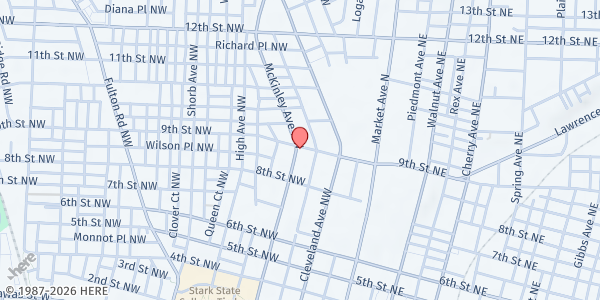 Map showing Catholic Charities of Stark - Food Pantry at 832 McKinley Ave NW, Suite 1150, Canton, OH