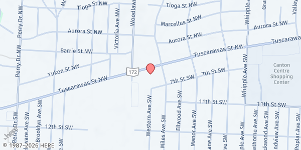 Map showing Central Baptist at 4736 W Tuscarawas St, Canton, OH
