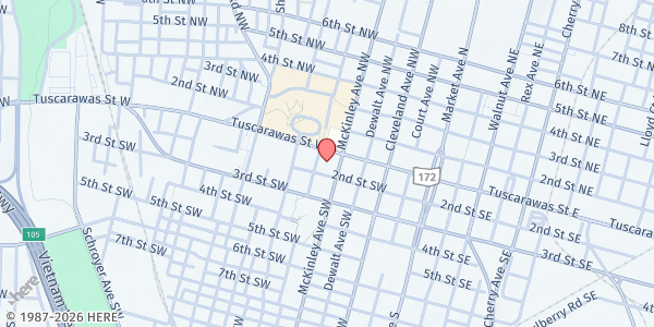 Map showing Christ Presbyterian Church Pantry at 530 Tuscarawas St W, Canton, OH