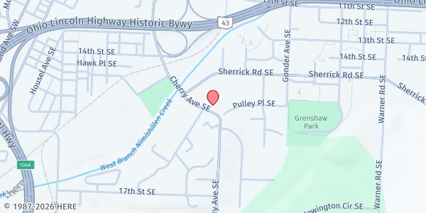 Map showing Community Drop In Center at 1492 Cherry Ave SE, Canton, OH