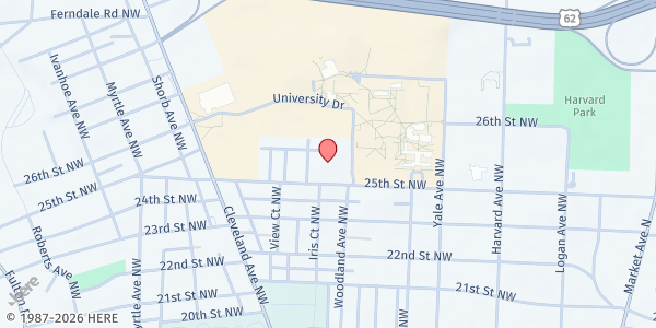Map showing Cross Pointe Church at 711 25th St NW, Canton, OH