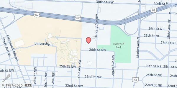 Map showing Deliverance Christian Church at 2631 Harvard Ave NW, Canton, OH
