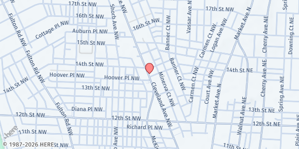 Map showing Deliverance Christian Church Pantry at 2631 Harvard Ave NW, Canton, OH