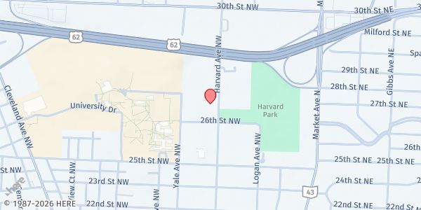 Map showing Deliverance Christian Ministry at 2631 Harvard, Canton, OH