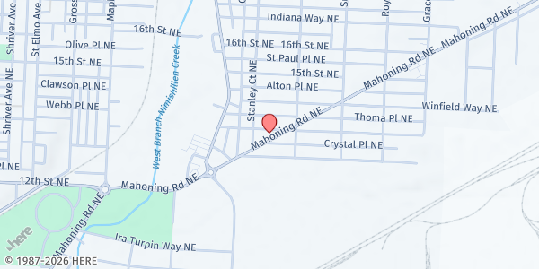 Map showing Faith Kitchen at 2219 Mahoning Rd. NE, Canton, OH