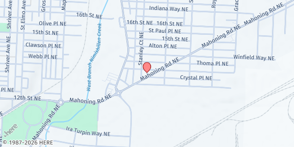Map showing Faith Kitchen Pantry at 2219 Mahoning Rd. NE, Canton, OH