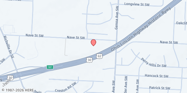 Map showing Grace Fellowship at 6282 Nave St. SW, Canton, OH