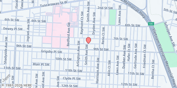Map showing Homeless Outreach Team - Food Pantry at 800 Smith Ave SW, Canton, OH
