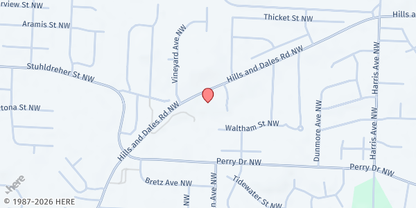 Map showing LifeHope Community Church at 7096 Hills & Dales Rd NW, Canton, OH