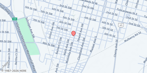 Map showing Meal Service Location at 717 McKinley Ave NW, Canton, OH