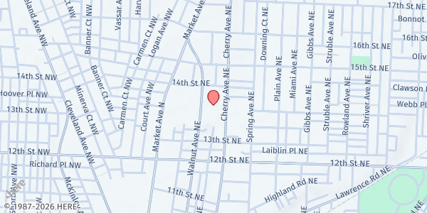 Map showing Pantry at 1365 Cherry Ave NE, Canton, OH