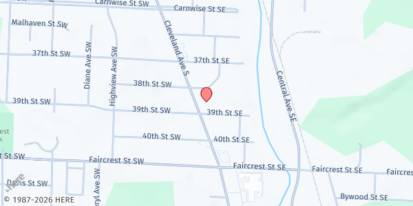 Map showing Peace Lutheran Church at 3828 Cleveland Ave S, Canton, OH