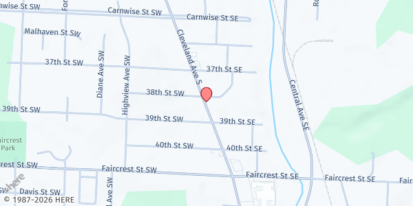 Map showing Peace Lutheran Church Pantry at 3828 Cleveland Ave S, Canton, OH
