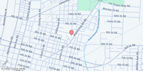 Map showing Pleasant Outreach Inc at 821 O'Jays Parkway NE, Canton, OH